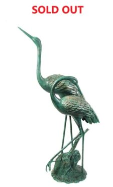 51 Inch and 37 Inch High Verdigris Finish Cranes on Base