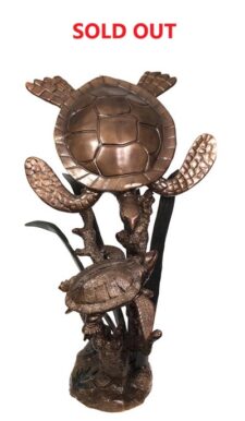 52 Inch High Metal Turtles on Coral Sculpture
