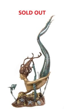 47 Inch High Metal Swimming Mermaid Sculpture