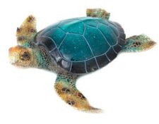 15 3/4 Inches Long Blue Polystone Turtle Figurine