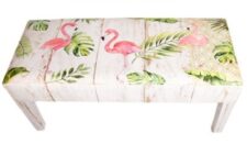 39 Inches Wide x 18 Inches High x 16 Inches Deep Flamingos Bench
