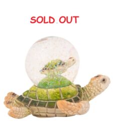 3 1/2 Inches Long Green Turtle With Snow Globe
