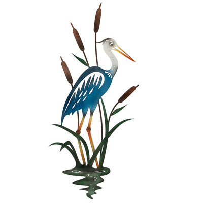 31 1/2 Inches High Powder-Coated Egret Wall Hanging