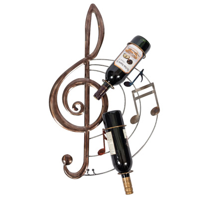 27 1/2 Inches H x 16 3/4 Inches W Wall Treble Clef Wine Holder