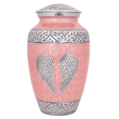 11 INCHES HIGH X 6 INCHES WIDE Aluminum Etched Angel Wings Urn