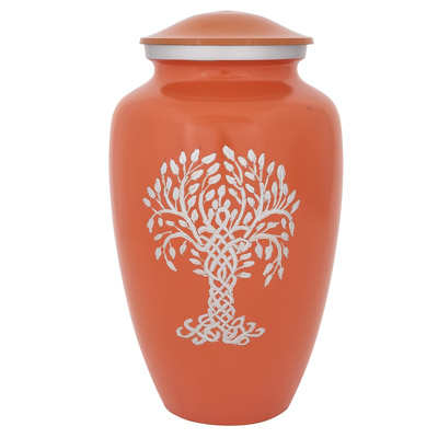 11 INCHES HIGH X 6 INCHES WIDE Aluminum Etched Tree Urn