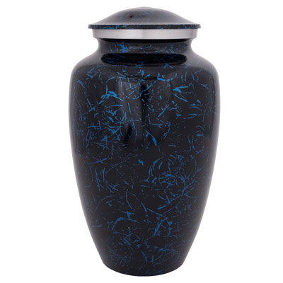 11 Inches High x 6 Inches Wide Aluminum Etched Dark Blue Urn