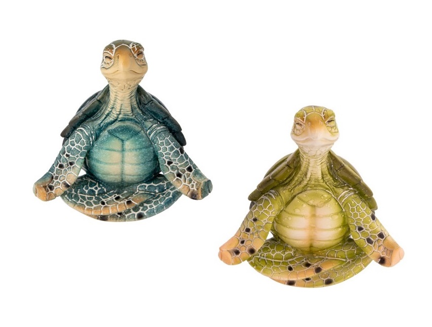 6 1/2 Inches High Assorted Lotus Position Yoga Turtle Figurine