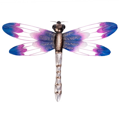 26 Inches Wide Metal Wall Purple Dragonfly