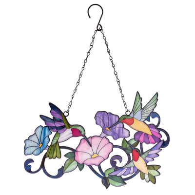 15 1/4 Inches Wide x 12 1/4 Inches High Metal Hummingbirds Suncatcher