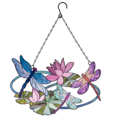 15 1/4 Inches Wide x 12 1/4 Inches High Metal Dragonflies Suncatcher