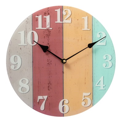 11 3/4 Inches Wide Glass Colored Boards Wall Clock