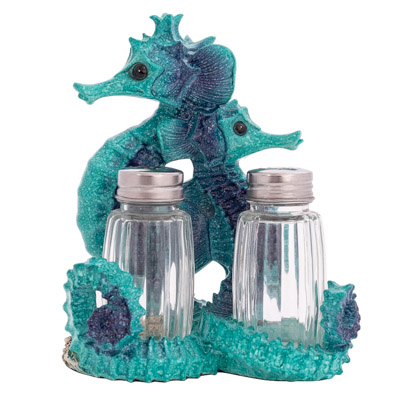 6 Inches High Aqua Seahorse Salt & Pepper Set