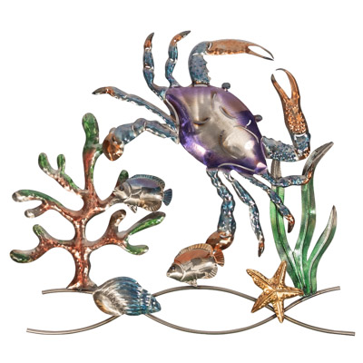 24 1/4 Inches Wide x 22 Inches High Undersea Crab Metal Wall Decor