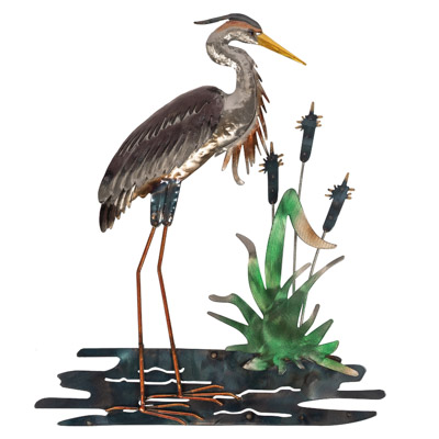 19 Inches High x 15 3/4 Inches Wide Decorative Heron Wall Hanging
