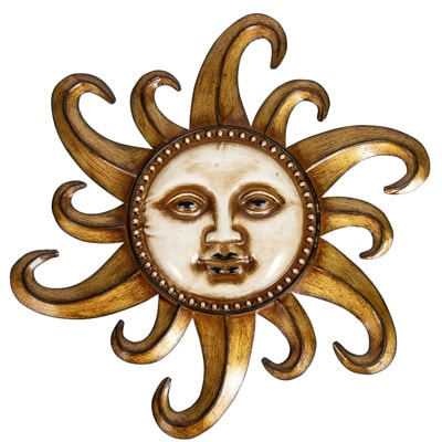 17 1/4 Inches High x 16 1/2 Inches Wide Metal Sun with Curled Rays