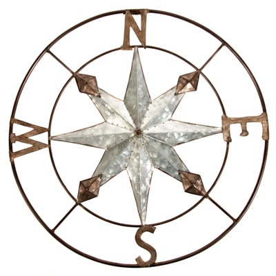 20 Inches Diameter Metal Compass Rose Wall Decor
