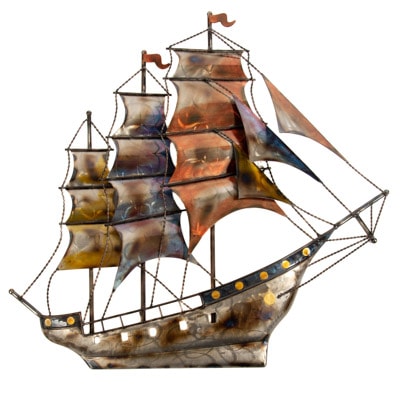 25 3/4 Inches Wide x 24 3/4 Inches High Galleon Ship Metal Wall Decor