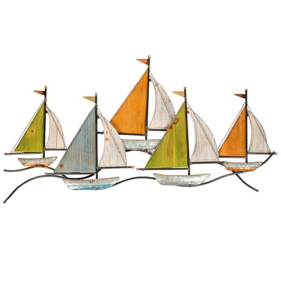 44 1/2 Inches Wide x 24 Inches High Colorful Sailboats Wall Decor
