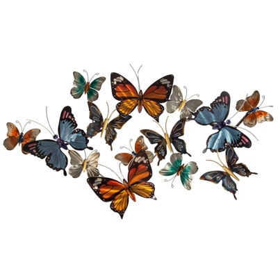 36 Inches Wide x 20 1/2 Inches High Metal Wall Butterfly Kaleidoscope