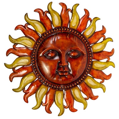 32 Inches Wide Orange and Yellow Metal Sun