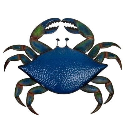 34 1/2 Inches Wide x 28 1/2 Inches High Blue Metal Wall Crab