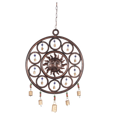 25 Inches Long x 14 Inches Wide Round Sun Chime With Beads