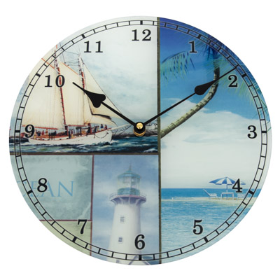 Ocean Collage Glass Wall Clock