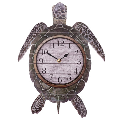 15 3/4 Inches High x 11 3/4 Inches Wide Wooden Turtle Wall Clock