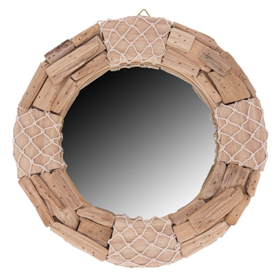 12 1/2 Inches Diameter Rustic Round Driftwood Wall Mirror