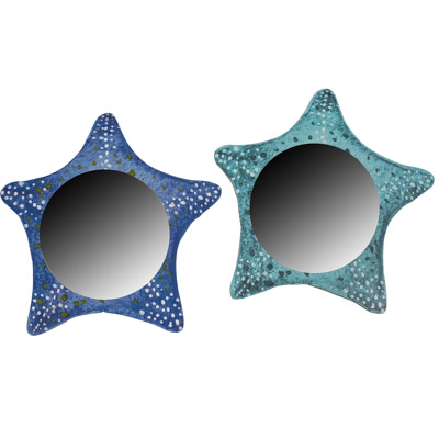15 3/4 Inches Wide Assorted Wooden Starfish Wall Mirror