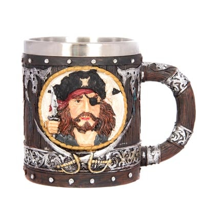 4 Inches High Pirate and Ship Tankard