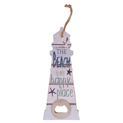 Wood Lighthouse Happy Place Bottle Opener