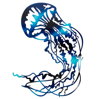 27 1/2 Inches Long x 20 Inches Wide Powder Coated Laser Cut Metal Wall Jellyfish