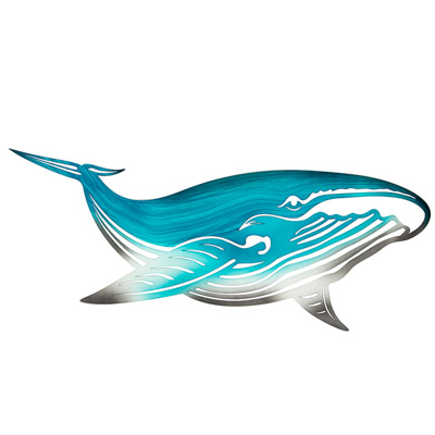 29 1/2 Inches Wide x 19 Inches High Powder Coated Laser Cut Metal Wall Whale