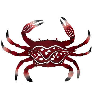 31 Inches Wide x 23 1/2 Inches High Powder Coated Laser Cut Metal Red Wall Crab
