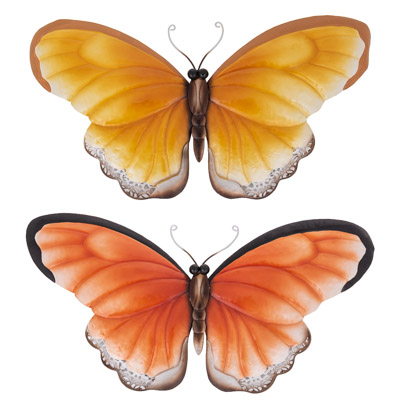 18 1/2 Inches Wide Assorted Colorful Metal Wall Butterfly