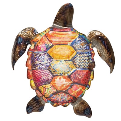 25 Inches High x 24 Inches Wide Colorful Metal Wall Sea Turtle