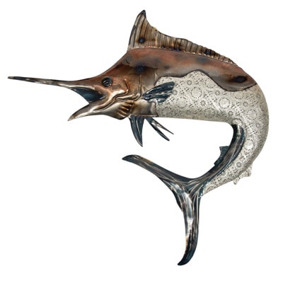 27 1/2 Inches High x 26 3/4 Inches Wide Leaping Marlin Metal Wall Decor