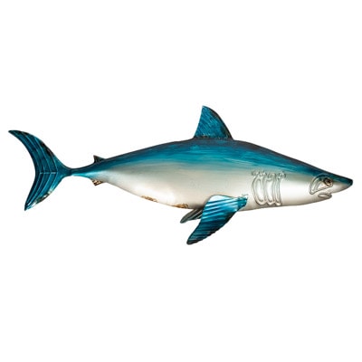 33 Inches Wide x 13 1/2 Inches High Metal Shark Wall Decor