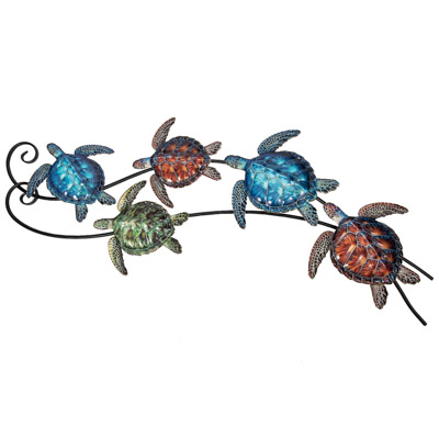 48 1/2 Inches Wide x 21 1/2 Inches High Five Turtle Swirl Wall Decor