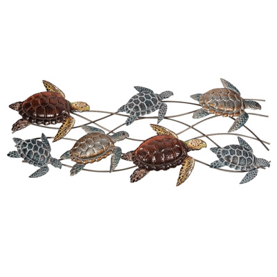 47 3/4 Inches Wide x 19 Inches High Wide Metal Wall Sea Turtles