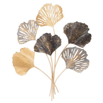 32 Inches H x 27 Inches W Metal Gingko Leaves Wall Art