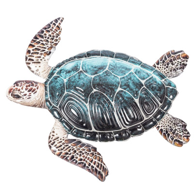 15 3/4 Inches Wide x 13 3/4 Inches H Metal Wall Sea Turtle