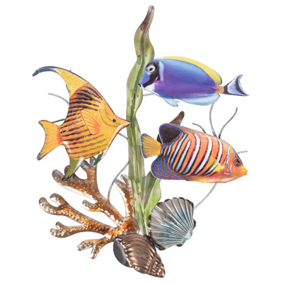 22 1/4 Inches H x 17 1/2 Inches W Colorful Fish Wall Decor