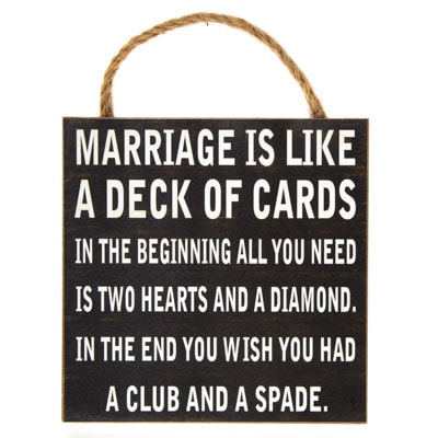 Marriage Deck of Cards Sign