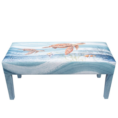 18 Inches High x 39 Inches Wide x 16 Inches Deep Turtle Waves Bench