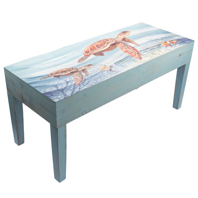 18 Inches High x 39 Inches Wide x 16 Inches Deep Turtle Waves Bench