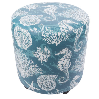 15 3/4 Inches Wide Round Seahorse Leatherette Stool