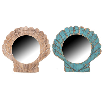 15 3/4 Inches Wide 15 3/4 Inches Wide Assorted Wooden Shell Wall Mirror